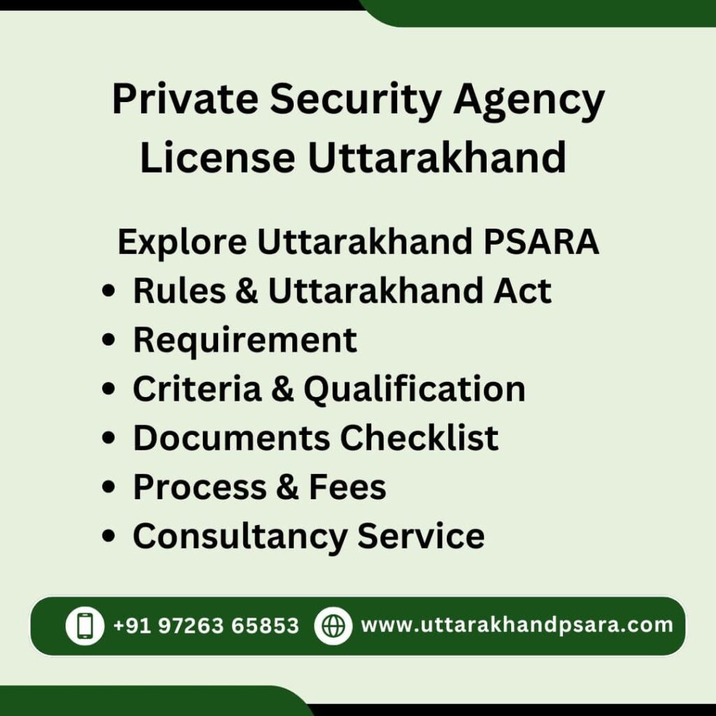 Private Security Agency License Uttarakhand